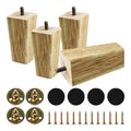 4PCS 4 Inch Solid Wood Furniture Legs, Square Wooden Sofa Couch Feet Leg Replacement for Desk Cabinet Bench Dresser Chair Bookcase Risers Parts, Log Stain - size: 4 Inch