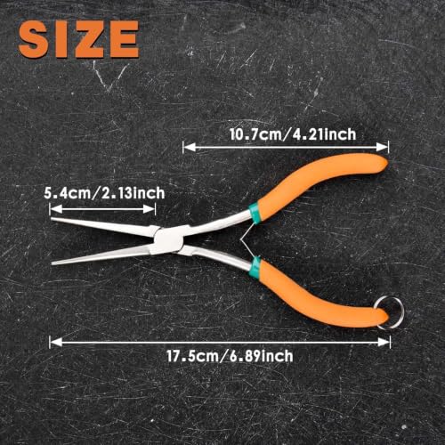 7 Inches Extra Long Needle Nose Pliers Serrated Jaw, with Lanyard - style: Extra Long Nose