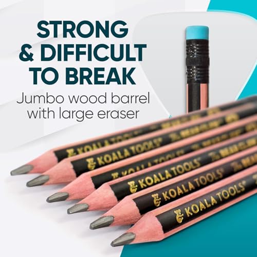 KOALA TOOLS | Bear Claw Pencils 1-Pack (6 Pencils) - Fat, Thick, Triangular Grip, Extra-Dark 6B Graphite Core with Eraser - Suitable for Kids, Art, Drawing, Drafting, Sketching & Shading - style: 6B Lead