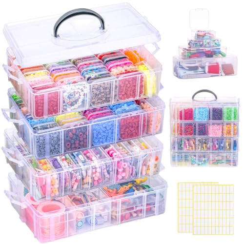 Stackable Bead Organizer 4 Tier 88pcs Small Boxes Craft Storage Container - size: 4-Tier 88pcs Assorted Boxes