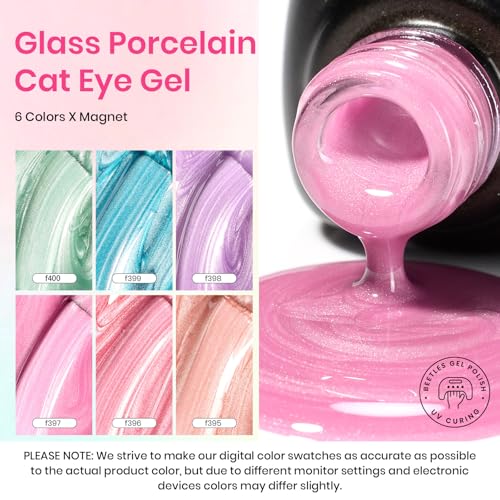 Beetles Cat Eye Gel Nail Polish Set, 6 Colors Fairy Garden Gel Polish Kit - color: A - Glass Cat Eye | Fairy Garden
