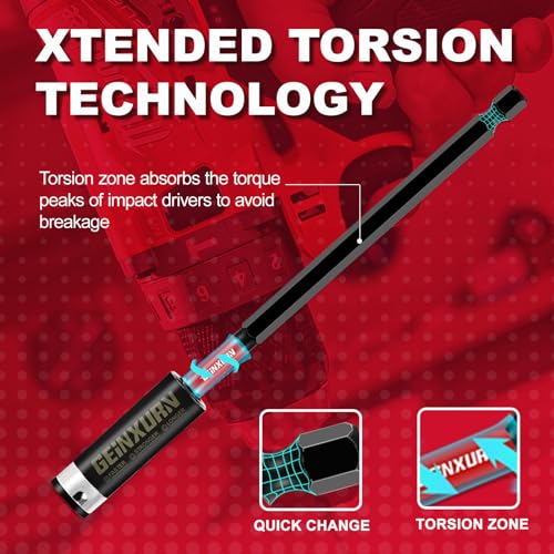 Geinxurn 4PACK Torsion Impact Bit Holder, Muliti Size(3" 6") Extension Locking Socket Drill Bit Holder S2 Alloy Steel Hex Shank Quick-Change Drill Bit Guide - style: MIXED-Bit Holder-4PCS