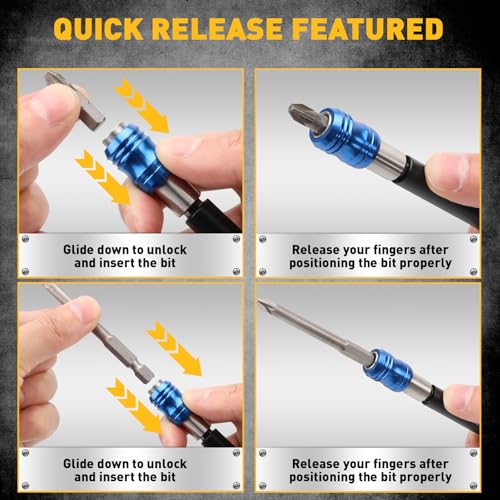 15" Drill Bit Extension Set, Magnetic Drill Screwdriver Bit Holder Extender with Aluminum Sleeve, 1/4 Inch Hex Shank Quick Release Extension Adapter - style: 15" Drill Bit Holder