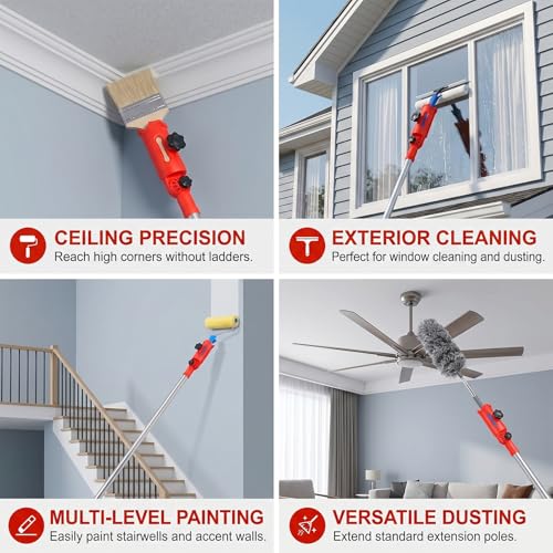 Paint Brush Extender,Paint Brush Extension Pole,Extension Extension Pole Attachments,Paint Edger Tool for High Ceilings,Paint Extension Pole,Rotating Brush Heads,Wall Edges and Corners