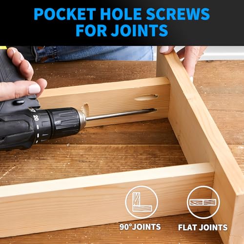Pocket Hole Screws #8 x 1-1/4 Inch, 600PCS, FIXLINK Interior Pocket Screws - size: #8 X 1-1/4"