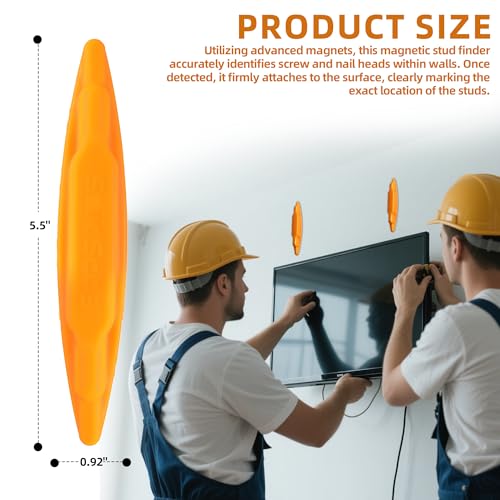 (2-Pack) Calvana Magnetic Stud Finder Wall Scanner, Stud Finder Magnet, Wall Detector Scanner, Compatible with All Drywall Construction, No Batteries Required, Wall-Friendly Construction，Easy to Use - color: Orange, 2pack