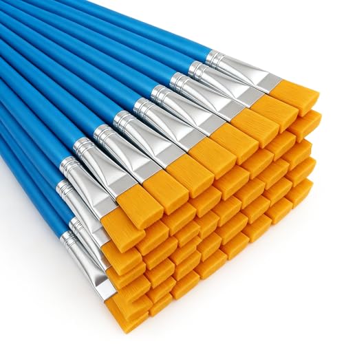 40 Piece Flat Paint Brushes,1 Inch Craft Paint Brushes, Large Acrylic Paint Brush for Watercolor, Oil Painting, Acrylic,Big Paint Brush for Oil Paint and Body Painting Crafts, Rock Painting