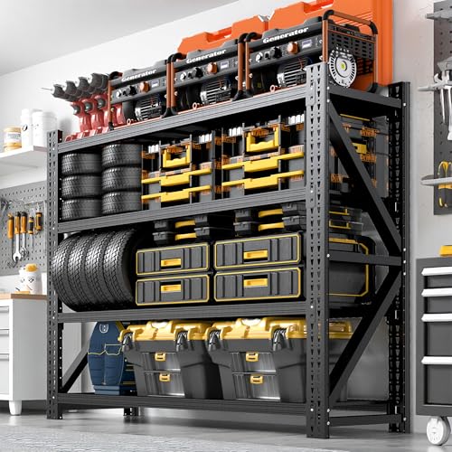 Heavy Duty Metal Shelving Units, Garage Shelves & Storage System - size: 71"W x 24"D x 69"H