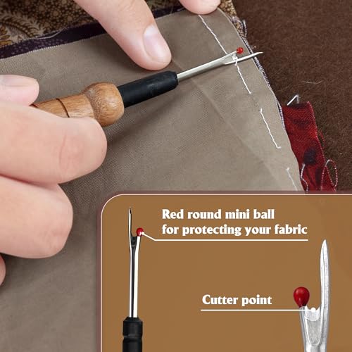 SAVINA Seam Ripper & Stiletto Set, Wooden Tools for Sewing & Quilting - color: Stiletto + Seam Ripper