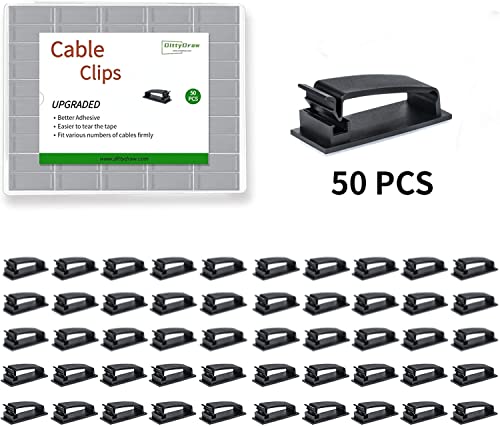 Cable Clips 50PCS, Self Adhesive Cable Management Clips, Cord Organizer Wire Clips Cord Holder for Appliances PC Wall Ethernet Cable Under Desk Nightstand Home Office Car - size: Large-50Pack