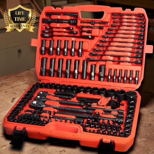 LLNDEI 160Pc Mechanics Socket Set 1/2 1/4 3/8" Drive Metric - size: 160-Piece 1/2" & 3/8" & 1/4" Drive Socket Set