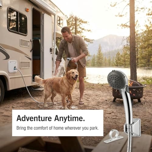 Dura Faucet DF-SA400K-CP RV Handheld Shower Head Hose Kit (Chrome) - color: Chrome Polished, size: Full Kit