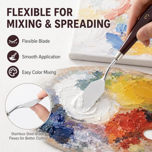 5-Piece Stainless Steel Palette Knife Set | Oil, Acrylic, Watercolor Painting, Cake Decorating, Art & Mixing Tools, Texture Creation