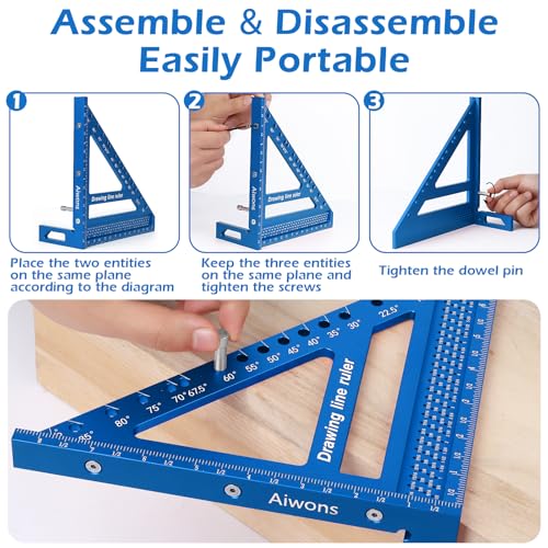 8.5 inch 3D Multi-Angle Measuring Ruler-Large Precision Woodworking - color: Blue