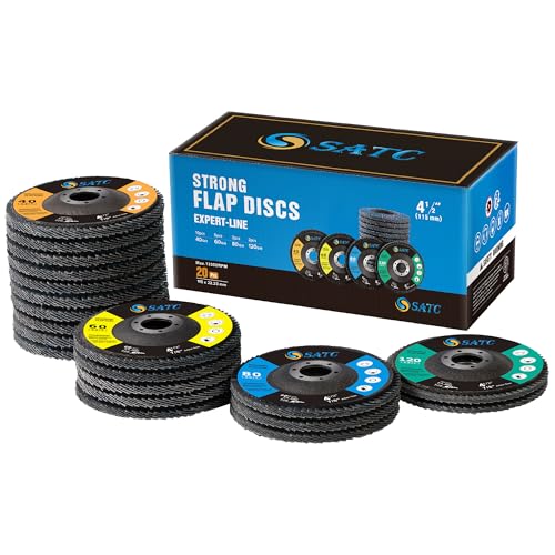 S SATC 20PCS Flap Discs 4 1/2 for Angle Grinder 40/60/80/120 Grit Flap Disc High-Density Bevel Type Angle Grinder Sanding Disc Abrasive Flap Disk #29 - style: 40/60/80/120 Grit