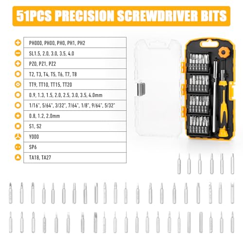 KREBS 51-in-1 Precision Screwdriver Set with Bits Magnetic Rod Driver Kit - size: 51 in 1