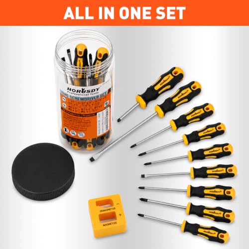 HORUSDY 11-Pieces Magnetic Screw driver, Magnetic 5 Phillips and 5 Flat Head Tips for Fastening and Loosening Seized - style: 11-Pieces Magnetic Screw driver
