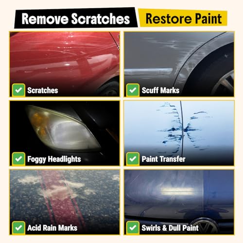 Carfidant Scratch and Swirl Remover - Car Scratch Remover for Vehicles Paint - Polishing Compound for Cars - Paint Restorer Kit with Pad, Microfiber and Sanding Block - style: Scratch Remover Kit with Sanding Block