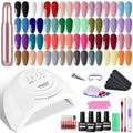 JODSONE 36 Pieces Gel Nail Polish Set U V Light Nail Drill Beginner Set Glossy Surface Easy To Apply Matte Texture All-In-One Manicure Kit - color: KIT-12