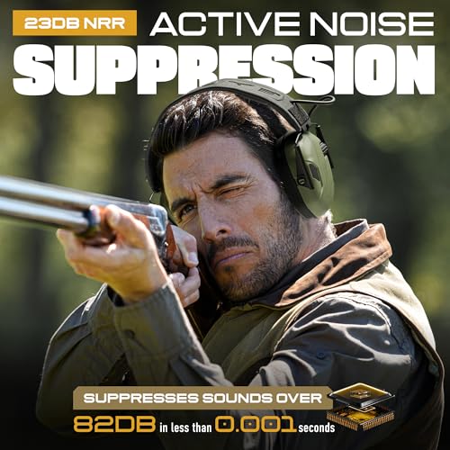 M300A Ear Protection For Gun Range - Shooting Ear Muffs with Ergonomic Gel Cushions, IPX5 Waterproof Gear - color: Green
