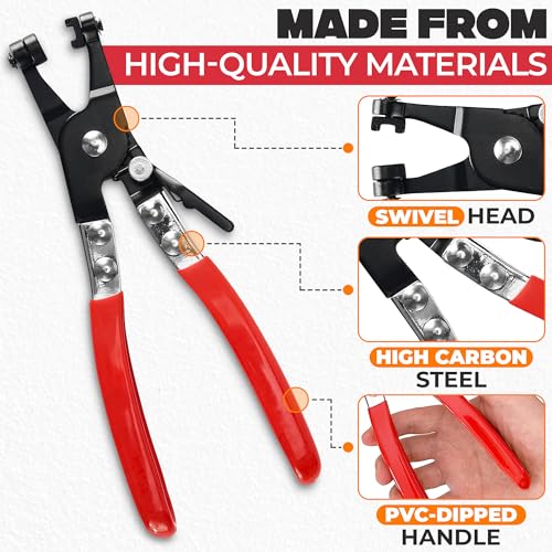 Radiator Hose Clamp Pliers Automotive - Hose Pliers Automotive Clip Removal Tool with Locking Mechanism - Carbon Steel Spring Clamp Tool for Car Repair, Plumbing and Removal of Clamps - color: Black & Red Hose Clamp Pliers