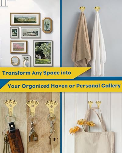 Uniclife 10 Pcs 100 lb Heavy Duty Picture Hangers for Drywall & Wood, Picture Hanging Hooks with Nails, Picture Hanging Hardware, Frame Hooks Picture Hooks for Hanging Photos Mirrors Paintings - size: 10 Pieces, style: Gold