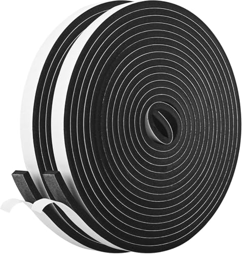 Kikerike Self Adhesive Foam Tape Weatherstrip 1/2In x 1/4In x 42Ft High Density Foam Insulation Strips Seal Weather Stripping with Strong Adhesive for Door and Window Sound Isolation Soundproofing - size: 1/2in x 1/4in x 42Ft