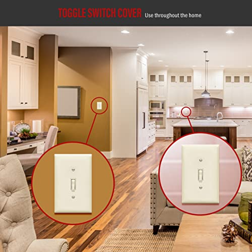 ENERLITES Mid-Size Toggle Light Switch Wall Plate Cover, 1 Pack, White - color: Light Almond, size: Mid-Size