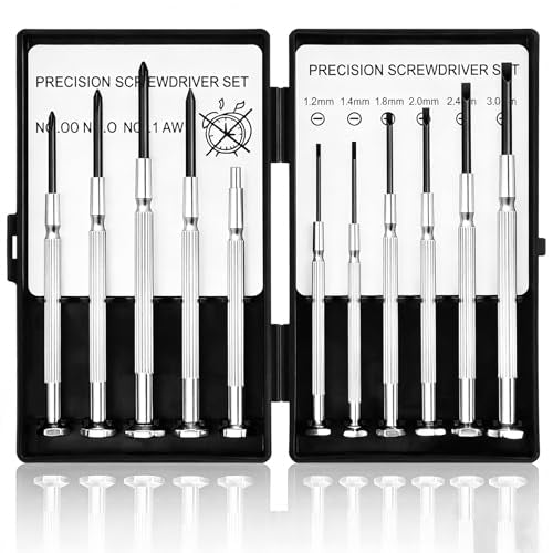 11PCS Small Precision Screwdriver Set, Premium Mini Screw Driver Set Kit, 6 Different Sizes of Flat Head Philips Screwdrivers for Watch, Eyeglasses, Electronics, Repair Box - size: Small
