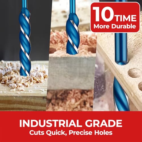 5/8" x 12" Wood Auger Drill Bit – 3-Flute Extra Long Auger Drill Bit for Wood, High Carbon Steel 3/8" Shank with Protective Storage Tube - size: 5/8" x 12"