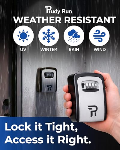 Rudy Run Key Lock Box for Outside – Large Outdoor Lockbox for Keys with Code, 4-Digit Combination Hidden Safe to Hide a Key Outside, Wall Mounted Key Storage for Home, Airbnb, 1 Pack