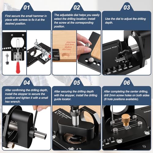Cabinet Hinge Jig, 35mm Metal Concealed Hinge Jig with Dust Vacuum Adapter