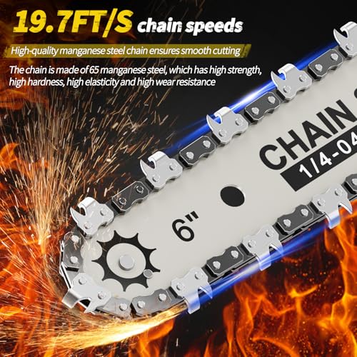 Mini Chainsaw - 6 Inch Battery Chainsaw with Power Display, 2 Batteries Included, Garden Tool for Tree Branch Trimming & Wood Cutting, Ideal Holiday Gifts for Men, Fathers & Gardening Enthusiasts - color: Yellow03