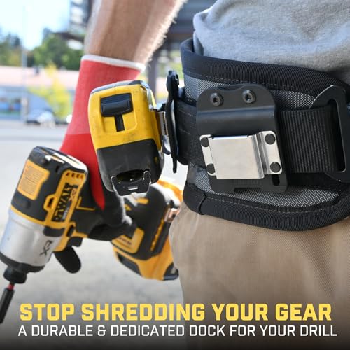 Holstery DriverMaster | Clip-On Tool Belt Drill Holder - Simple Hook Holster for Cordless Drill, Impact, Nailer, Tape Measure, or Any Tools with Hanger Clips - style: DriverMaster