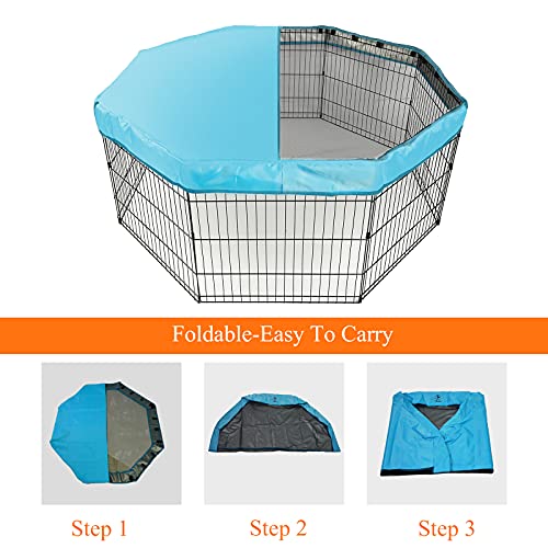 PJYuCien Playpen Top Cover for 24'' Width 8 Panel Pen, Blue - color: Only Blue Top Cover, Adhesive Tape Connections