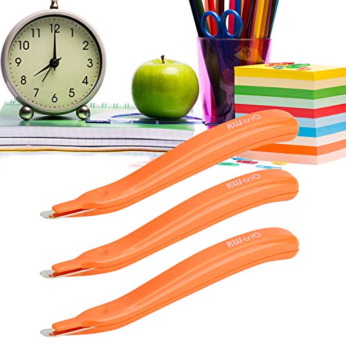 Staple Remover Professional Magnetic Easy Staple Removers Tool 3 PCS Staple Puller Remover Staple Pullers for Office, School and Home - color: Orange