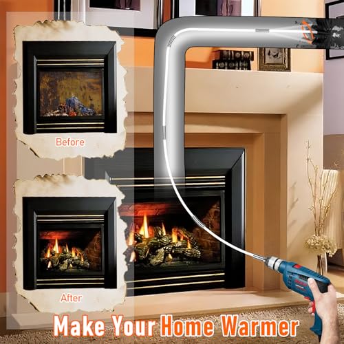 25Feet Chimney Sweep Kit,8 in Brush Head,Dryer Vent Cleaner Kit, Chimney Sweep&Chimney Cleaning Kit, Rotary Chimney Cleaning System for Flue/Fireplace/Sewage Pipe/Hood with 19 Nylon Flexible Rods - color: Large, size: 25FT