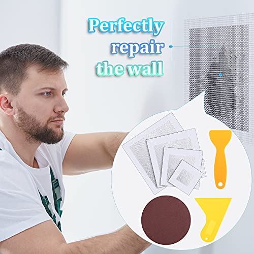 Hotop 18 Pcs Drywall Repair Kit 2/ 4/ 6/ 8'' Drywall Repair Patch Hole Wall Ceiling Patch with Self-adhesive Aluminum Mesh for Hole Spackle Plaster Paste Sheetrock Wall Repairs