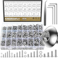 814 Pieces Button Head Socket Cap Screws Nuts Washers Kit, Kindroufly M3 M4 M5 M6 Screw Assortment Kit, Metric Screw Set, Bolts and Nuts, Machine Screws, 304 Stainless Steel, Fully Machine Thread - size: M3/M4/M5/M6, style: Button Head
