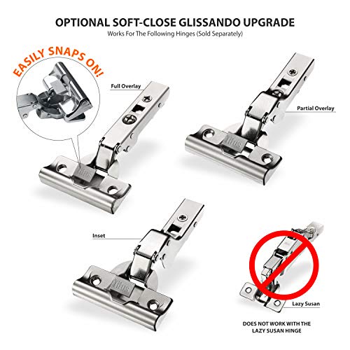 Titus Rok T-Type Glissando TT Snap On 110, 120 Degree Soft Close Cabinet Hinge Damper Adapter Add on TSC110A European Made for Titus Rok Hinges Only (10, Soft Close Adapter Add On)