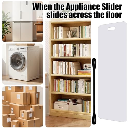 Heavy Duty Furniture Sliders for Appliance Moving - 660LB Capacity, Non-Scratch Pads for Carpet, Tile & Hardwood Floors, Includes Pull Strap (8"x48", 2-Pack)