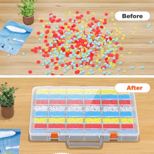 Bluedale 2 Pack 48 Grids Large Plastic Organizer Box with Adjustable Dividers, Beads Storage Containers Compartment Tackle Box Case for Crafts Hobby Small Parts Fishing Seeds Jewelry (Transparent) - size: Transparent-2P