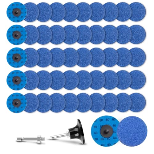 50Pcs 3 inch R-Type Quick Change Zirconia Surface Conditioning Sanding Discs Set 60 Grit with Adapter & Backing Pad - style: 60 Grit