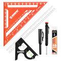 Aluminum Alloy 12in Carpenter Square and 12in Zinc-Alloy Combination Square Set, CNC-Machined with Woodworking Pencil, Carpenter Measuring Layout Tool for Woodworking and Home DIY. - size: 12+12 inch