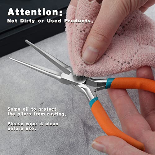 Mini Needle Nose Pliers For Jewelry Making With Smooth Jaw 6 Inches Needle Remover Pliers With Lanyard Small Needle Nose Pliers For Bending Wire and Small Object Gripping - style: Straight Needle Nose Plier