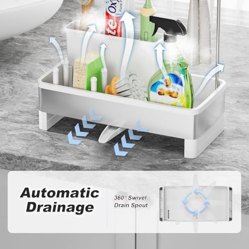 Ewaiira Sponge Holder for Kitchen Sink, Stainless Steel Sink Caddy - color: E-white