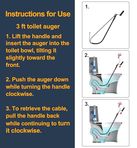 HimaPro Professional Toilet Auger/Closet Auger, 3 Feet Pipe Snake