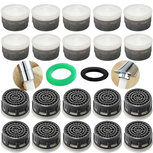 Faucet Aerator 1.2 GPM Flow Restrictor Plug-In Faucet Aerator Replacement Parts for Bathroom or Kitchen (white 20 Pieces)