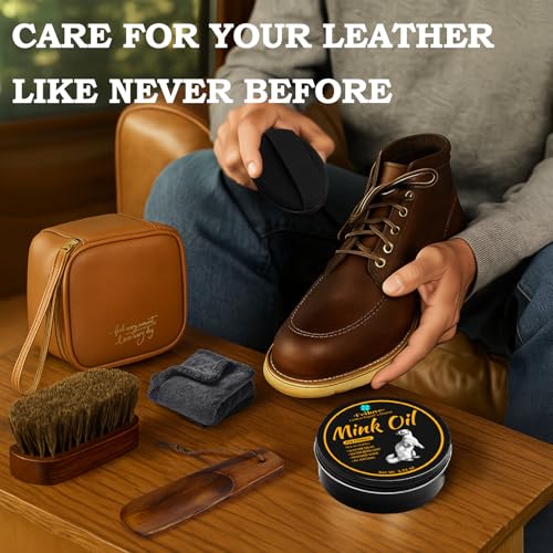 Feilove 4-in-1 Mink Oil Leather Conditioner and Cleaner 3.52 oz - Premium Waterproof Formula for Boots and Shoes - style: 6-in-1 (Gift Set)