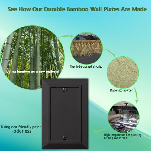 Classic Architecture Wall Plates,Light Switch covers, Electrical Outlet Covers, Duplex receptacle wall plates,Mid Size Bamboo Fiber Material Switch plates Matte Black (1 Gang Blank 4PK) - style: 1 Gang Blank 4PK